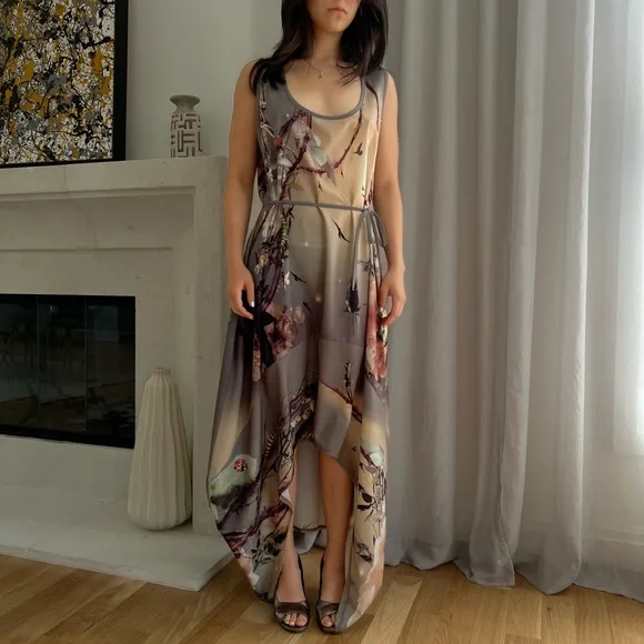 Bolongaro Trevor Gray Floral Dress size small-medium - Picture 2 of 8